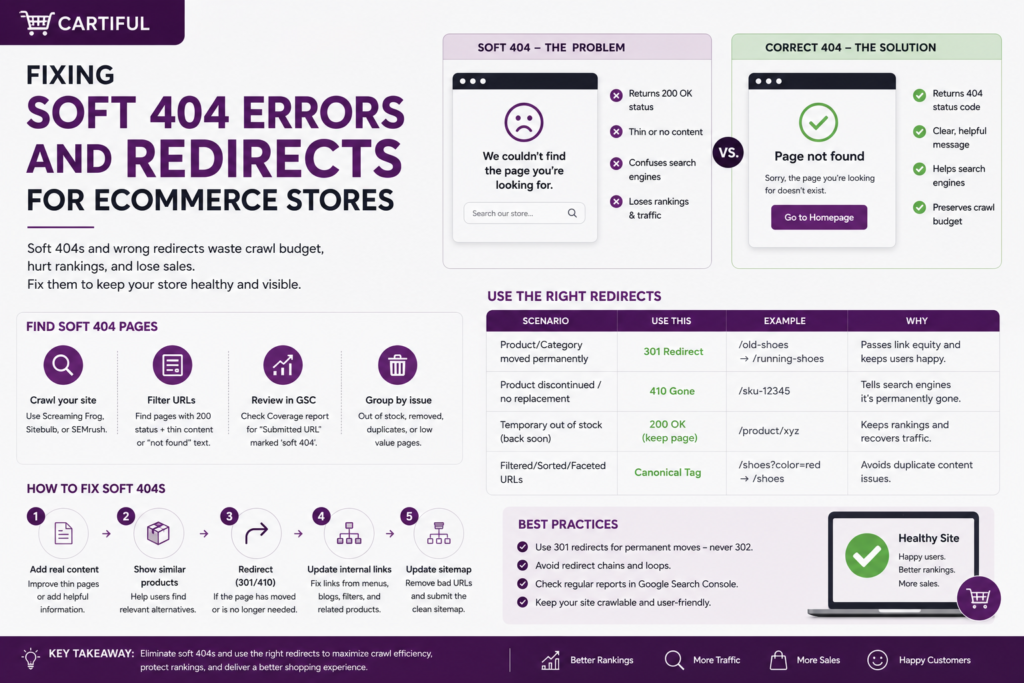 Fixing soft 404s and redirects for ecommerce
